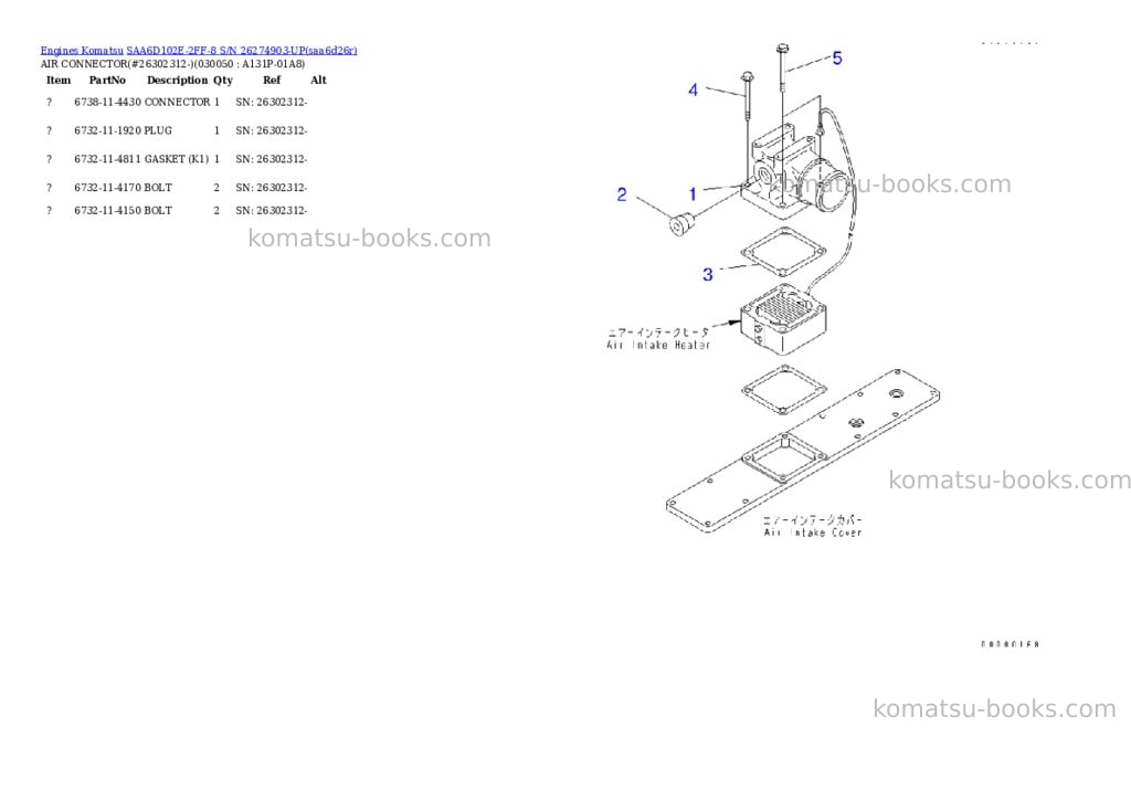 Komatsu saa6d102e-2ff-8 s/n 26274903-up Parts catalog cover Page 4 Komatsu saa6d102e-2ff-8 s/n 26274903-up Parts catalog cover Page 4