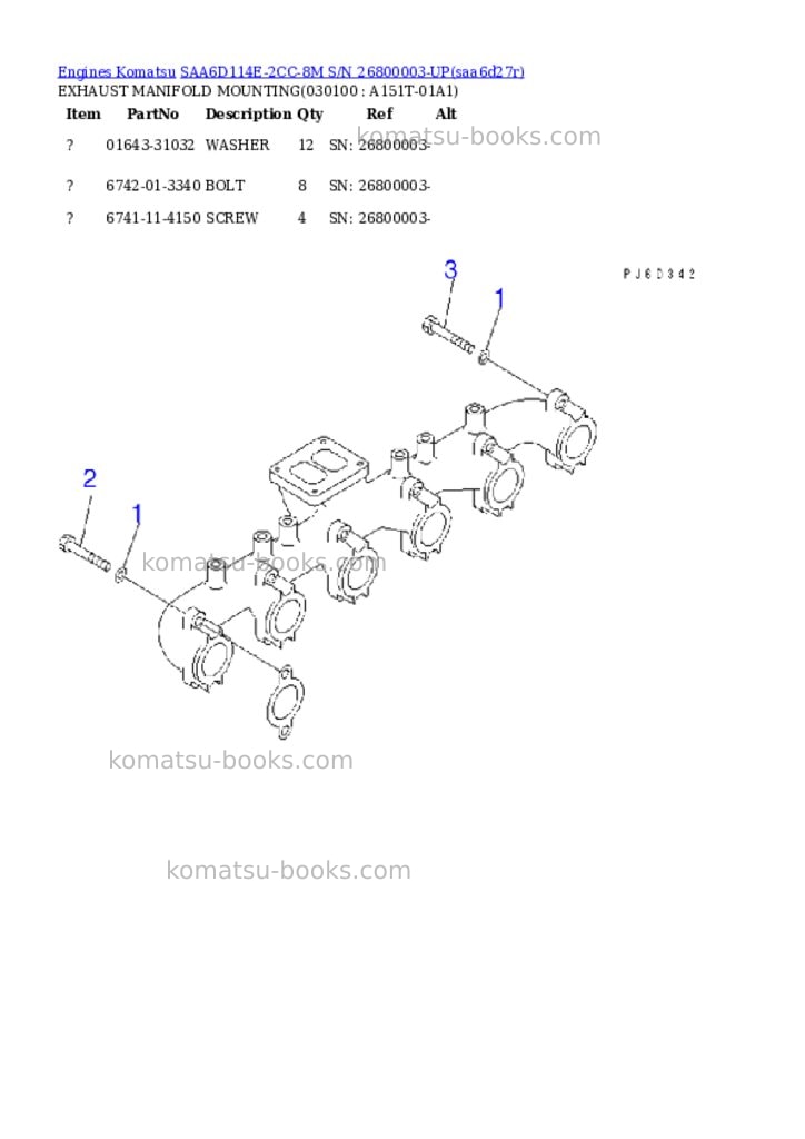 Komatsu saa6d114e-2cc-8m s/n 26800003-up Parts catalog cover Komatsu saa6d114e-2cc-8m s/n 26800003-up Parts catalog cover