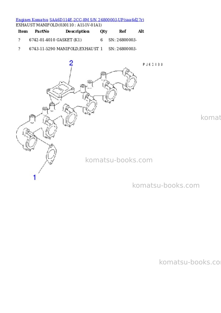 Komatsu saa6d114e-2cc-8m s/n 26800003-up Parts catalog cover Page 2 Komatsu saa6d114e-2cc-8m s/n 26800003-up Parts catalog cover Page 2