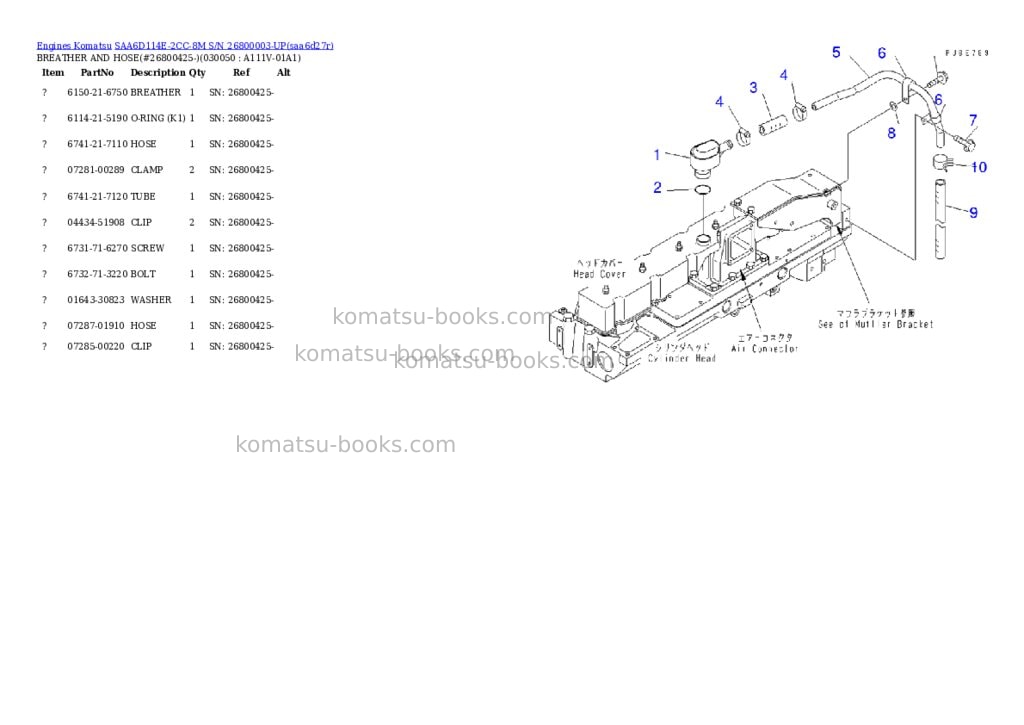 Komatsu saa6d114e-2cc-8m s/n 26800003-up Parts catalog cover Page 4 Komatsu saa6d114e-2cc-8m s/n 26800003-up Parts catalog cover Page 4