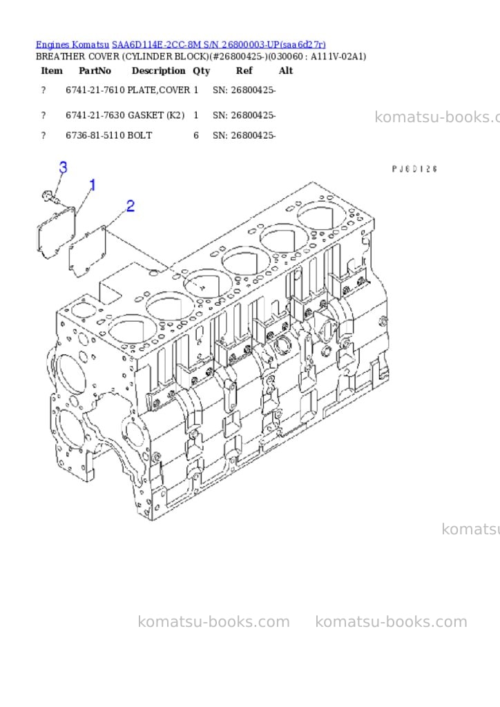 Komatsu saa6d114e-2cc-8m s/n 26800003-up Parts catalog cover Page 5 Komatsu saa6d114e-2cc-8m s/n 26800003-up Parts catalog cover Page 5