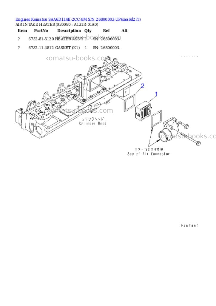 Komatsu saa6d114e-2cc-8m s/n 26800003-up Parts catalog cover Page 7 Komatsu saa6d114e-2cc-8m s/n 26800003-up Parts catalog cover Page 7