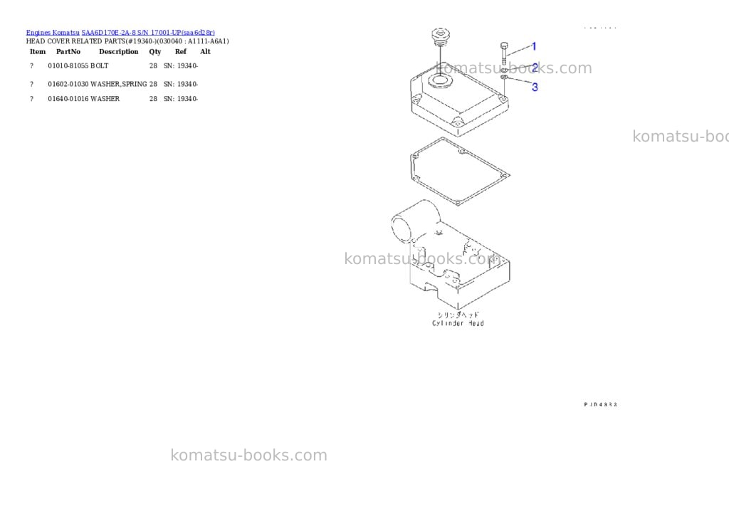Komatsu saa6d170e-2a-8 s/n 17001-up Parts catalog cover Page 3 Komatsu saa6d170e-2a-8 s/n 17001-up Parts catalog cover Page 3