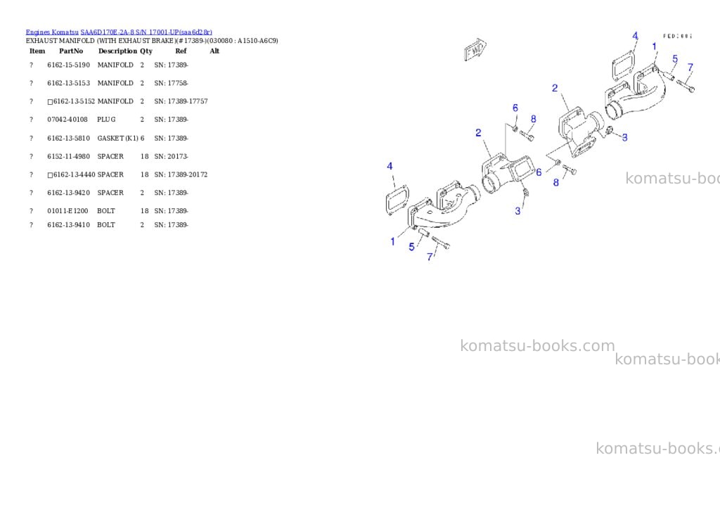 Komatsu saa6d170e-2a-8 s/n 17001-up Parts catalog cover Page 7 Komatsu saa6d170e-2a-8 s/n 17001-up Parts catalog cover Page 7