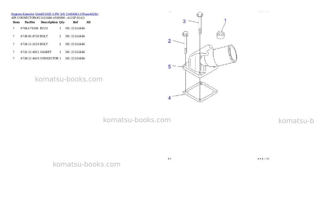 Komatsu SAA6D102E-2-PW S/N 21494941-UP Parts catalog cover Page 5