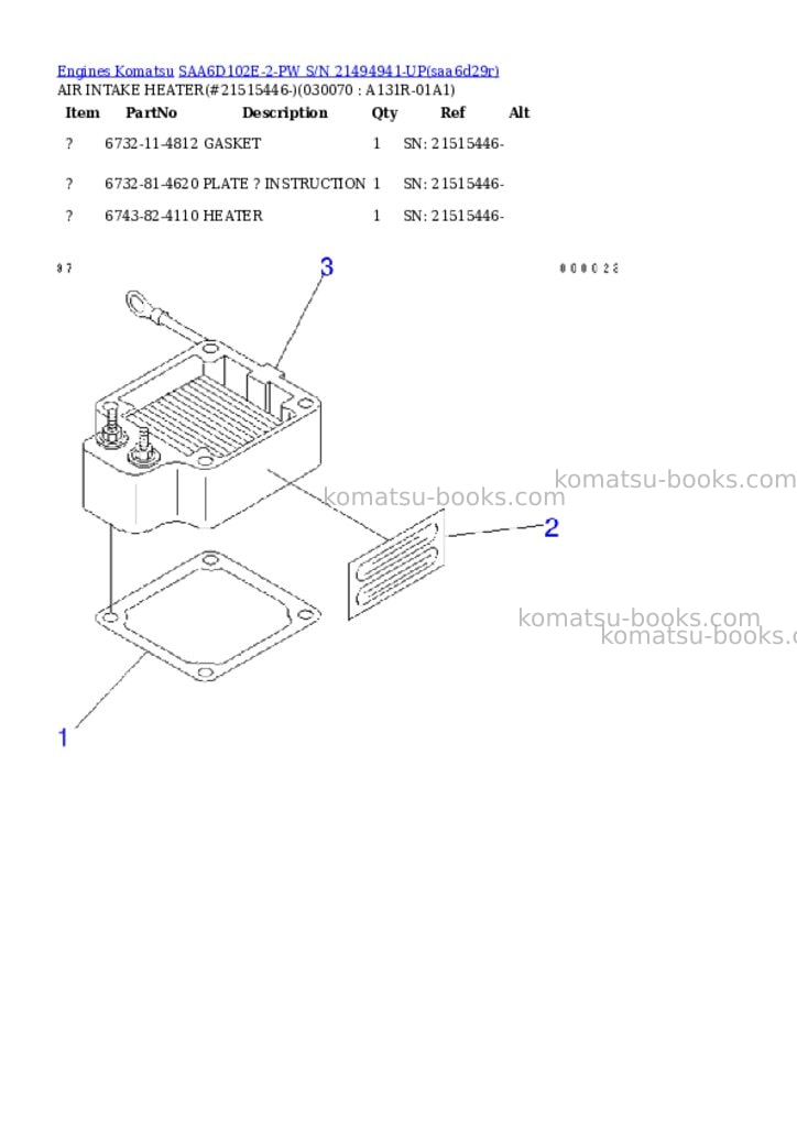Komatsu SAA6D102E-2-PW S/N 21494941-UP Parts catalog cover Page 6