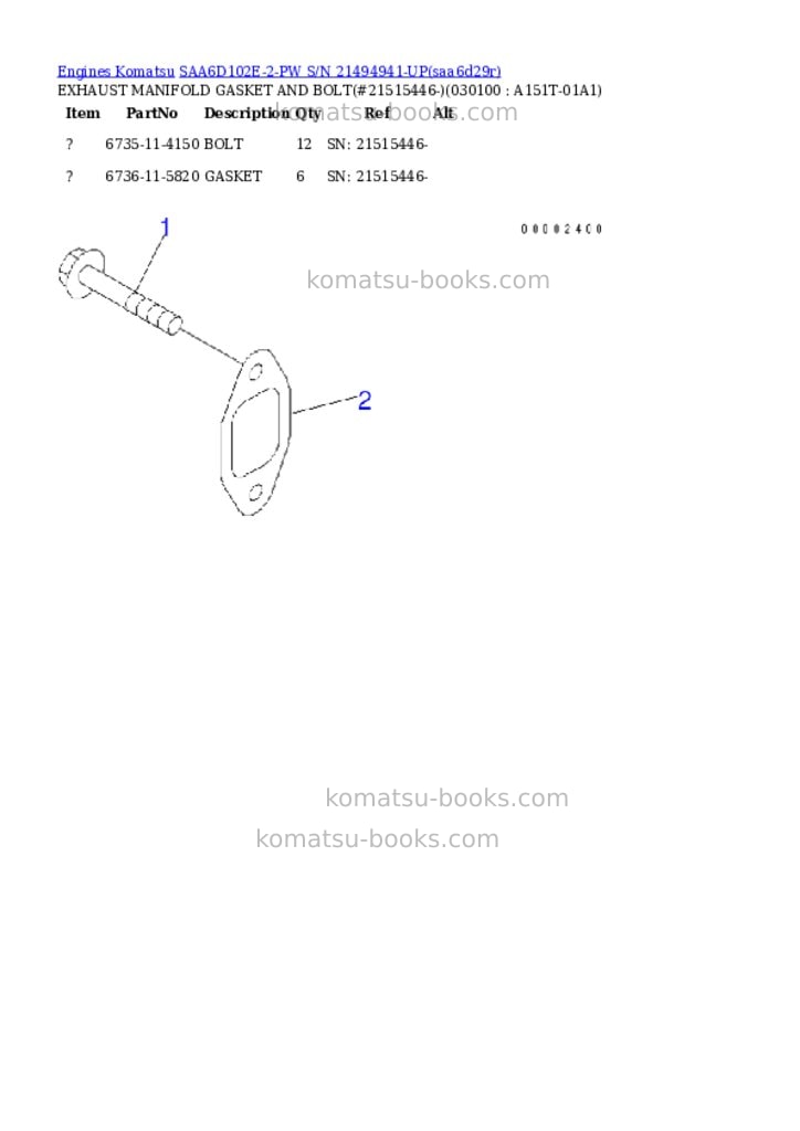 Komatsu SAA6D102E-2-PW S/N 21494941-UP Parts catalog cover Page 9