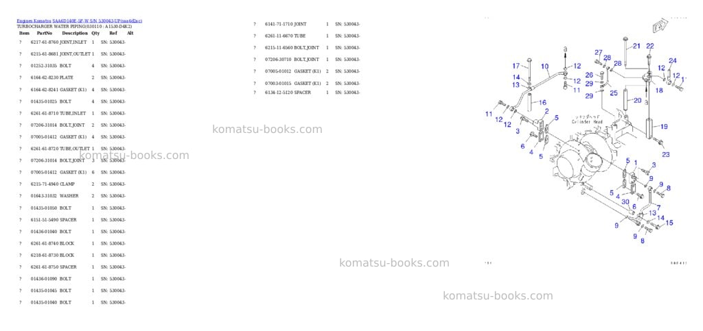 Komatsu saa6d140e-5f-w s/n 530043-up Parts catalog cover Page 10 Komatsu saa6d140e-5f-w s/n 530043-up Parts catalog cover Page 10