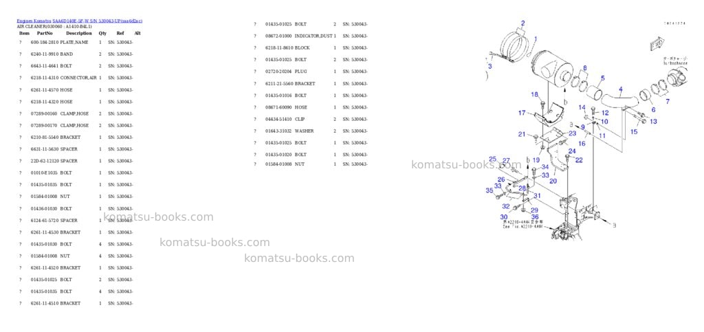 Komatsu saa6d140e-5f-w s/n 530043-up Parts catalog cover Page 5 Komatsu saa6d140e-5f-w s/n 530043-up Parts catalog cover Page 5