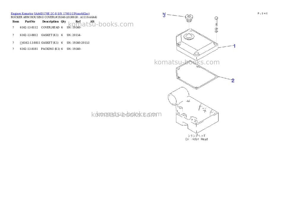 Komatsu SAA6D170E-2C-8 S/N 17001-UP Parts catalog cover Page 2 Komatsu SAA6D170E-2C-8 S/N 17001-UP Parts catalog cover Page 2