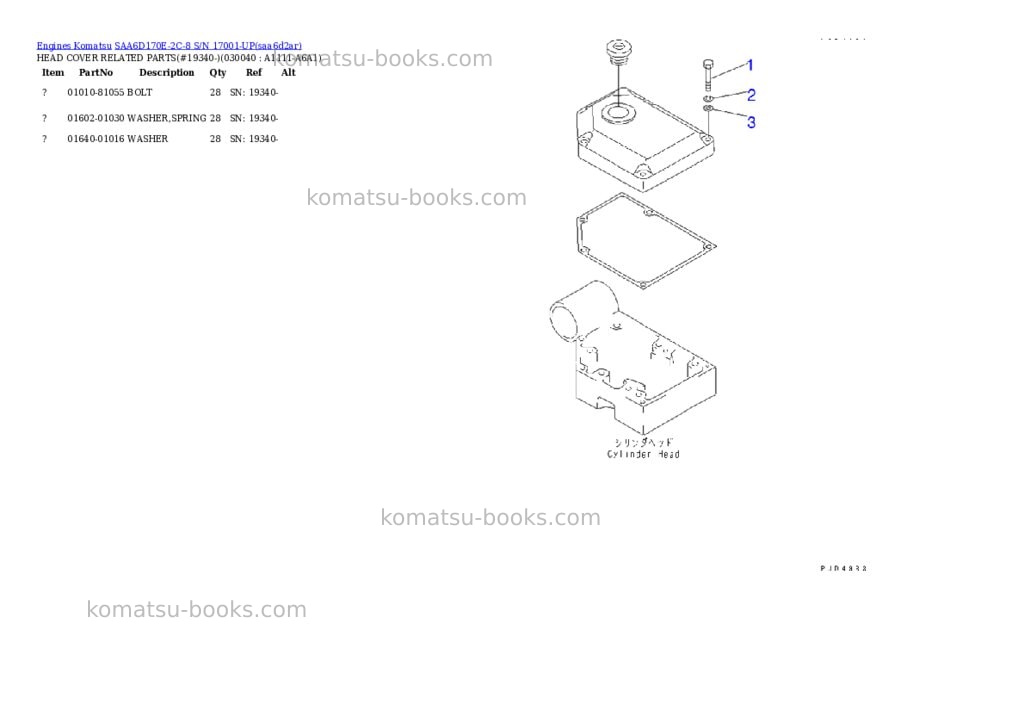 Komatsu SAA6D170E-2C-8 S/N 17001-UP Parts catalog cover Page 3 Komatsu SAA6D170E-2C-8 S/N 17001-UP Parts catalog cover Page 3