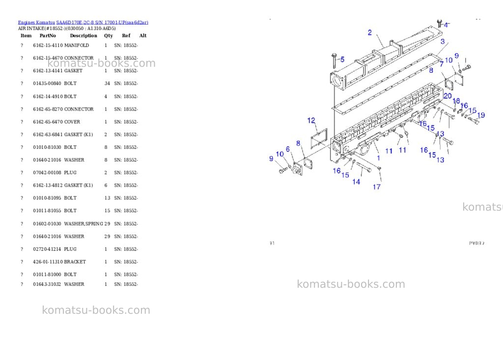 Komatsu SAA6D170E-2C-8 S/N 17001-UP Parts catalog cover Page 4 Komatsu SAA6D170E-2C-8 S/N 17001-UP Parts catalog cover Page 4