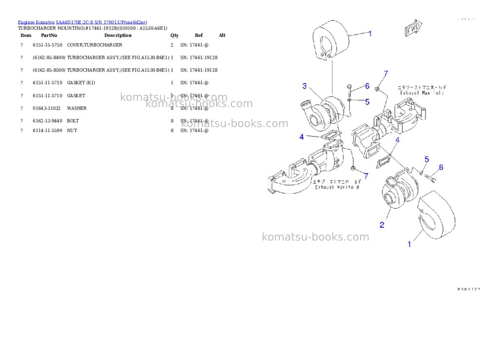Komatsu SAA6D170E-2C-8 S/N 17001-UP Parts catalog cover Page 9 Komatsu SAA6D170E-2C-8 S/N 17001-UP Parts catalog cover Page 9
