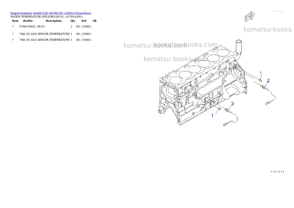 Komatsu saa6d125e-3m-8m s/n 310001-up Parts catalog cover Page 10 Komatsu saa6d125e-3m-8m s/n 310001-up Parts catalog cover Page 10