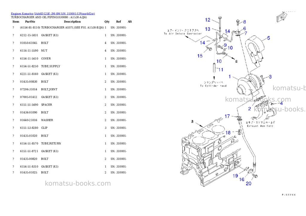 Komatsu saa6d125e-3m-8m s/n 310001-up Parts catalog cover Page 7 Komatsu saa6d125e-3m-8m s/n 310001-up Parts catalog cover Page 7