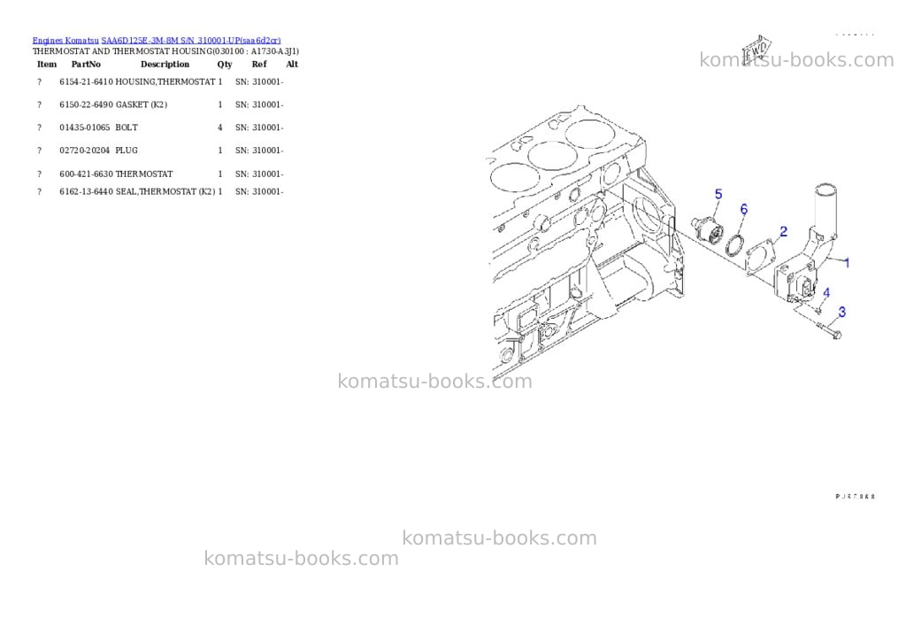Komatsu saa6d125e-3m-8m s/n 310001-up Parts catalog cover Page 9 Komatsu saa6d125e-3m-8m s/n 310001-up Parts catalog cover Page 9