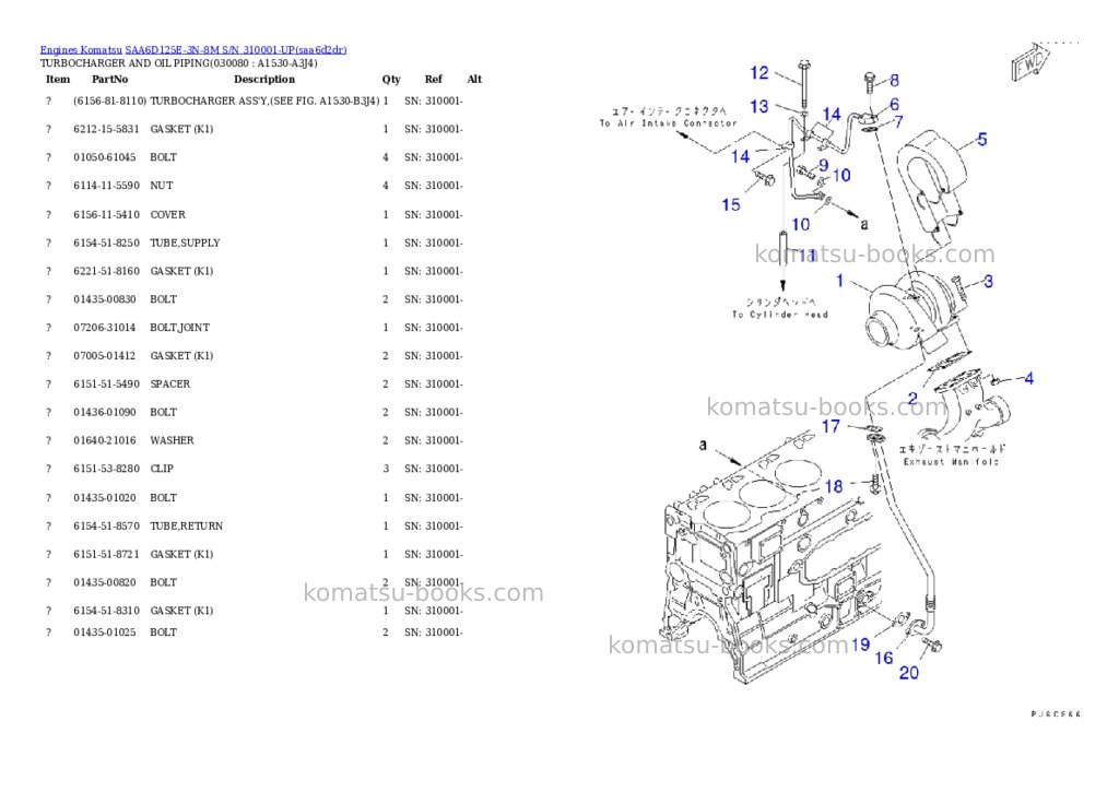 Komatsu saa6d125e-3n-8m s/n 310001-up Parts catalog cover Page 7 Komatsu saa6d125e-3n-8m s/n 310001-up Parts catalog cover Page 7