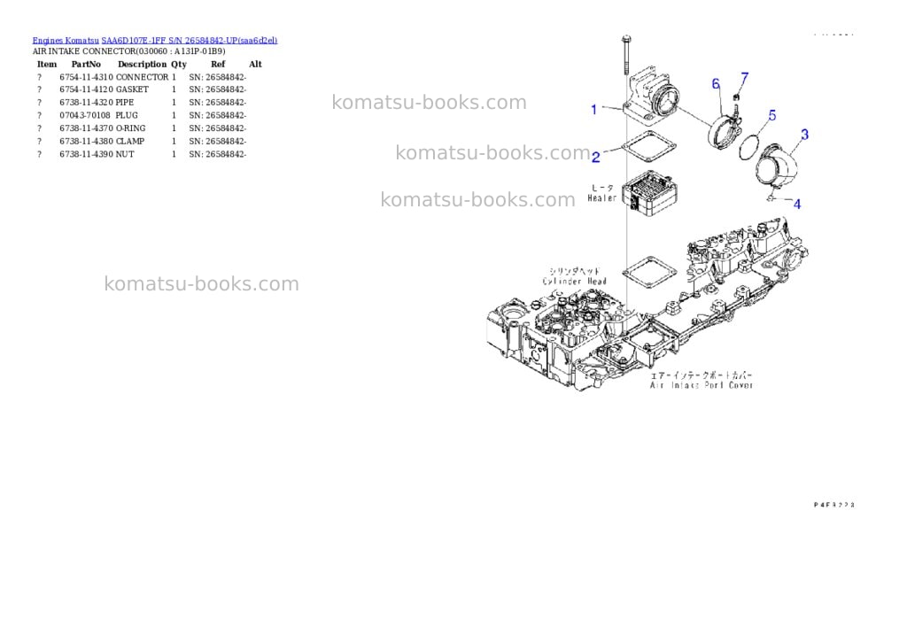 Komatsu SAA6D107E-1FF S/N 26584842-UP Parts catalog cover Page 5 Komatsu SAA6D107E-1FF S/N 26584842-UP Parts catalog cover Page 5
