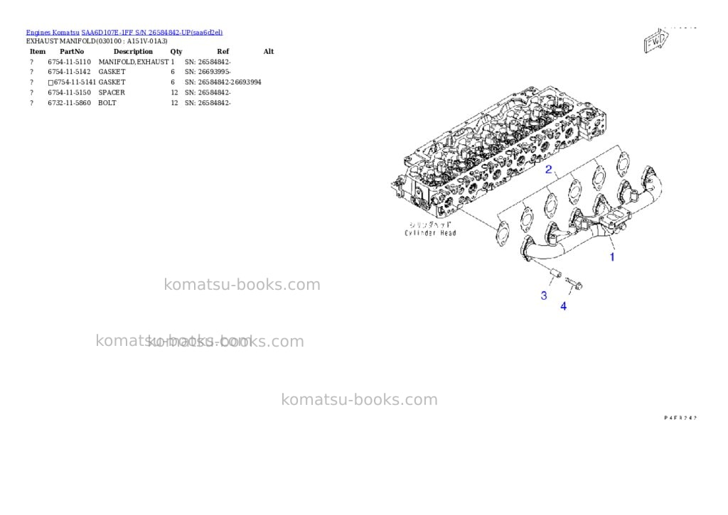 Komatsu SAA6D107E-1FF S/N 26584842-UP Parts catalog cover Page 9 Komatsu SAA6D107E-1FF S/N 26584842-UP Parts catalog cover Page 9