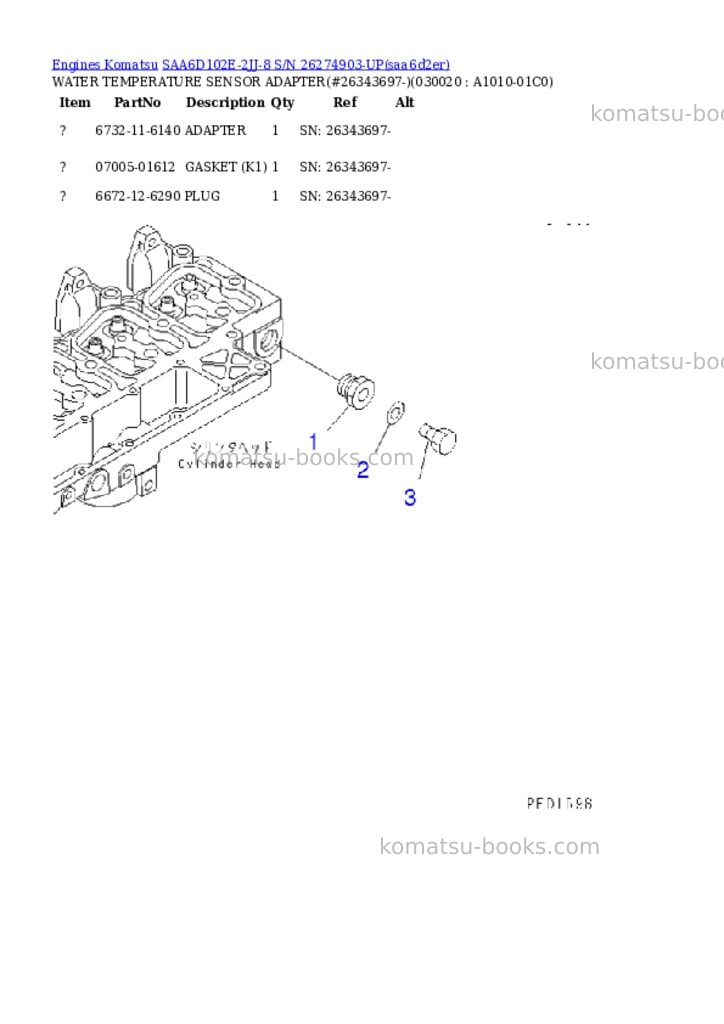 Komatsu saa6d102e-2jj-8 s/n 26274903-up Parts catalog cover