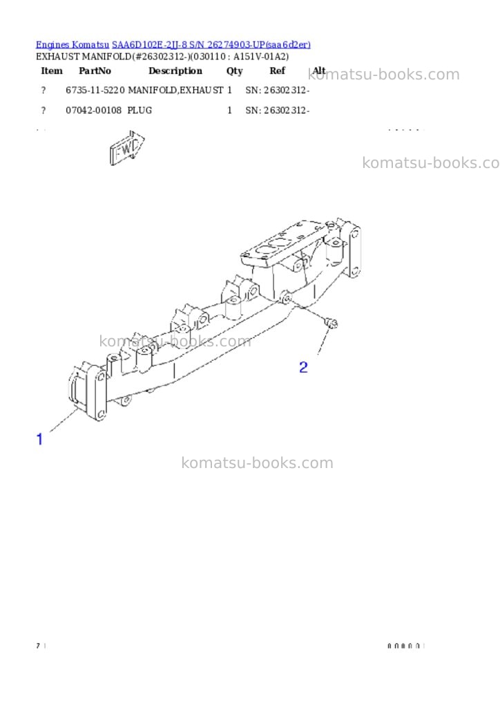 Komatsu saa6d102e-2jj-8 s/n 26274903-up Parts catalog cover Page 10