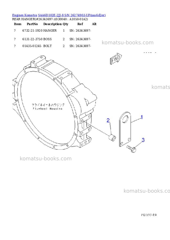 Komatsu saa6d102e-2jj-8 s/n 26274903-up Parts catalog cover Page 3