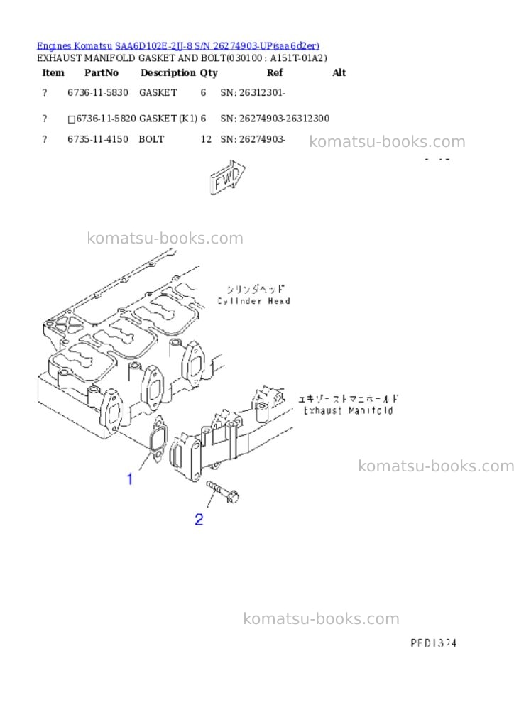 Komatsu saa6d102e-2jj-8 s/n 26274903-up Parts catalog cover Page 9