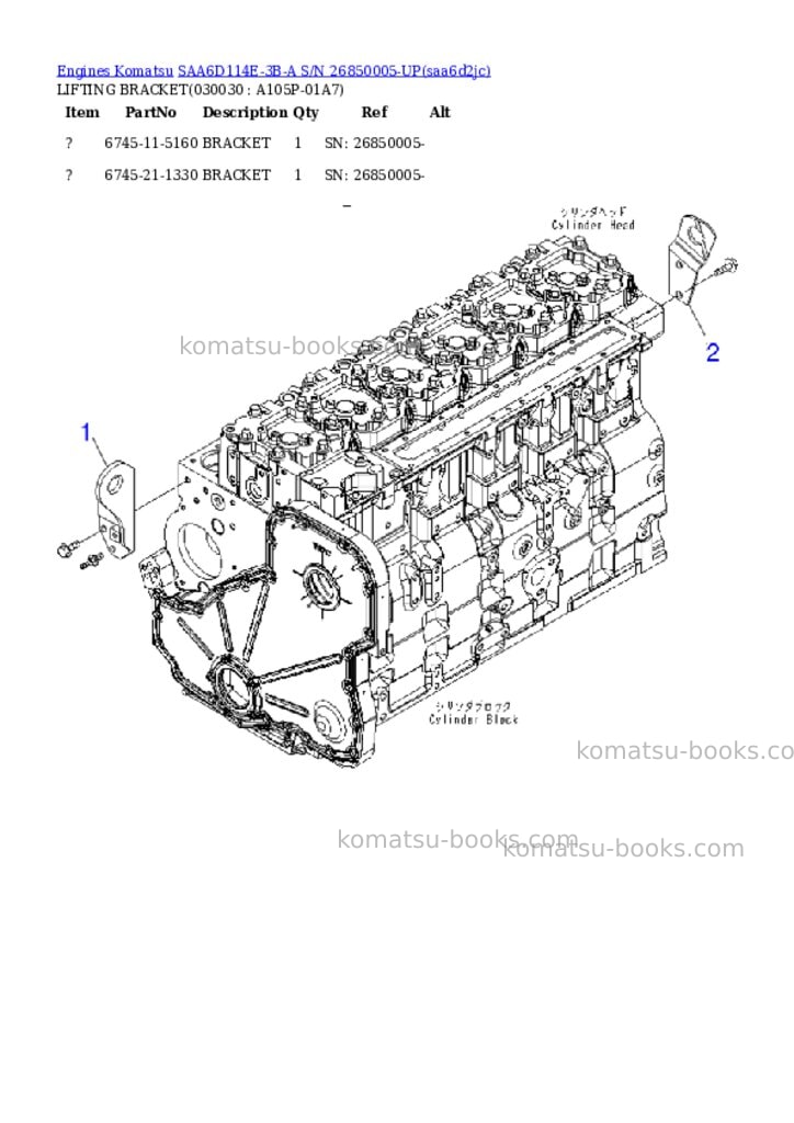 Komatsu saa6d114e-3b-a s/n 26850005-up Parts catalog cover Page 2 Komatsu saa6d114e-3b-a s/n 26850005-up Parts catalog cover Page 2
