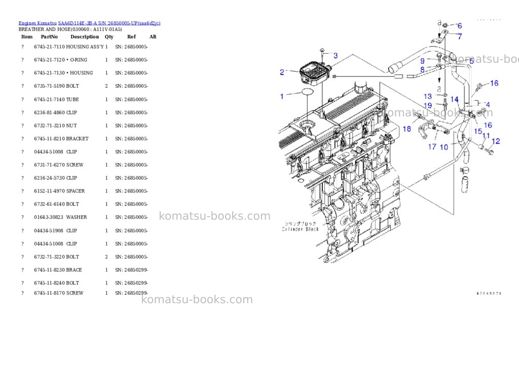Komatsu saa6d114e-3b-a s/n 26850005-up Parts catalog cover Page 5 Komatsu saa6d114e-3b-a s/n 26850005-up Parts catalog cover Page 5