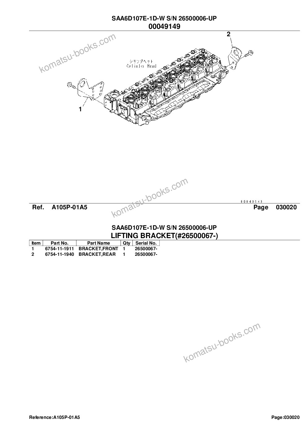 Komatsu saa6d107e-1d-w s/n 26500006-up Parts catalog cover Page 6 Komatsu saa6d107e-1d-w s/n 26500006-up Parts catalog cover Page 6