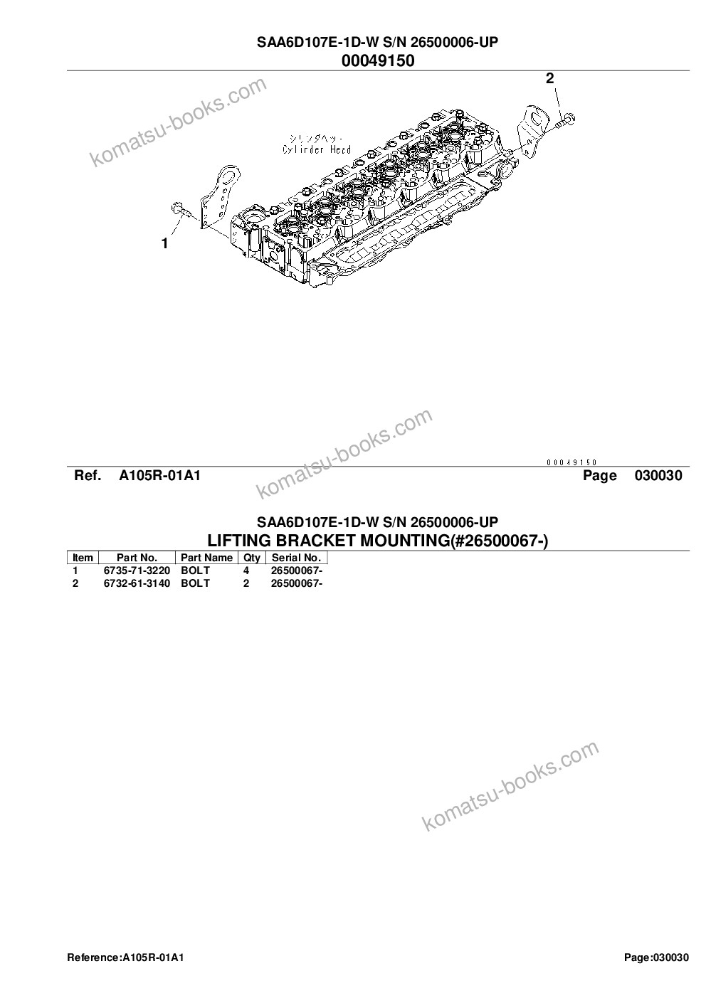 Komatsu saa6d107e-1d-w s/n 26500006-up Parts catalog cover Page 7 Komatsu saa6d107e-1d-w s/n 26500006-up Parts catalog cover Page 7