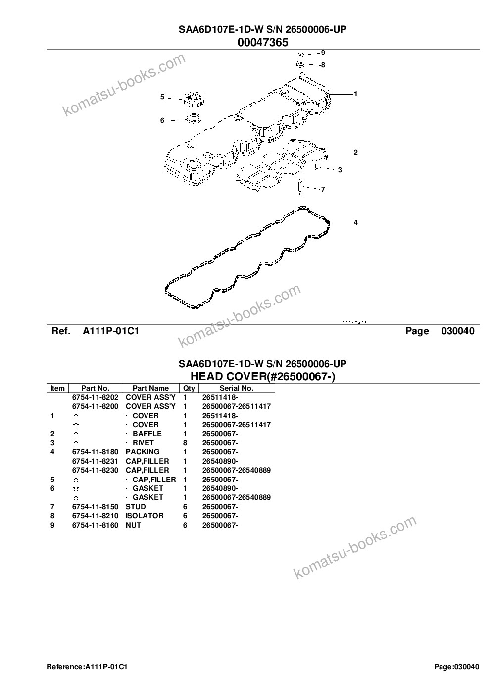 Komatsu saa6d107e-1d-w s/n 26500006-up Parts catalog cover Page 8 Komatsu saa6d107e-1d-w s/n 26500006-up Parts catalog cover Page 8