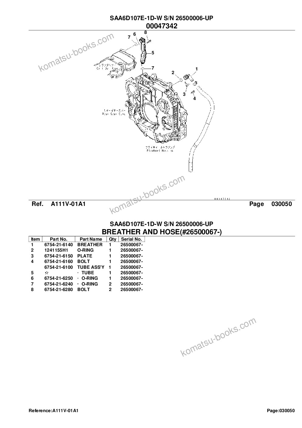 Komatsu saa6d107e-1d-w s/n 26500006-up Parts catalog cover Page 9 Komatsu saa6d107e-1d-w s/n 26500006-up Parts catalog cover Page 9