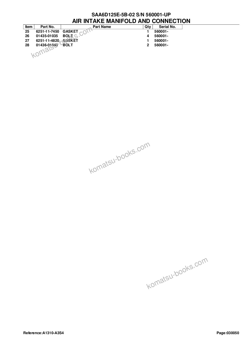 Komatsu saa6d125e-5b-02 s/n 560001-up Parts catalog cover Page 10 Komatsu saa6d125e-5b-02 s/n 560001-up Parts catalog cover Page 10