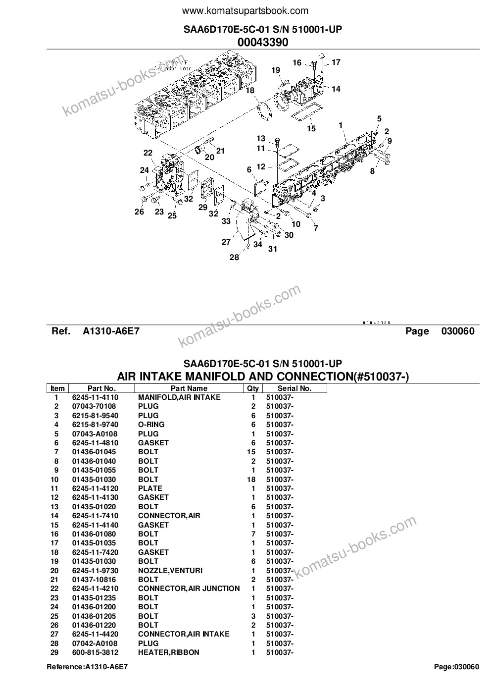 Komatsu saa6d170e-5c-01 s/n 510001-up Parts catalog cover Page 10 Komatsu saa6d170e-5c-01 s/n 510001-up Parts catalog cover Page 10
