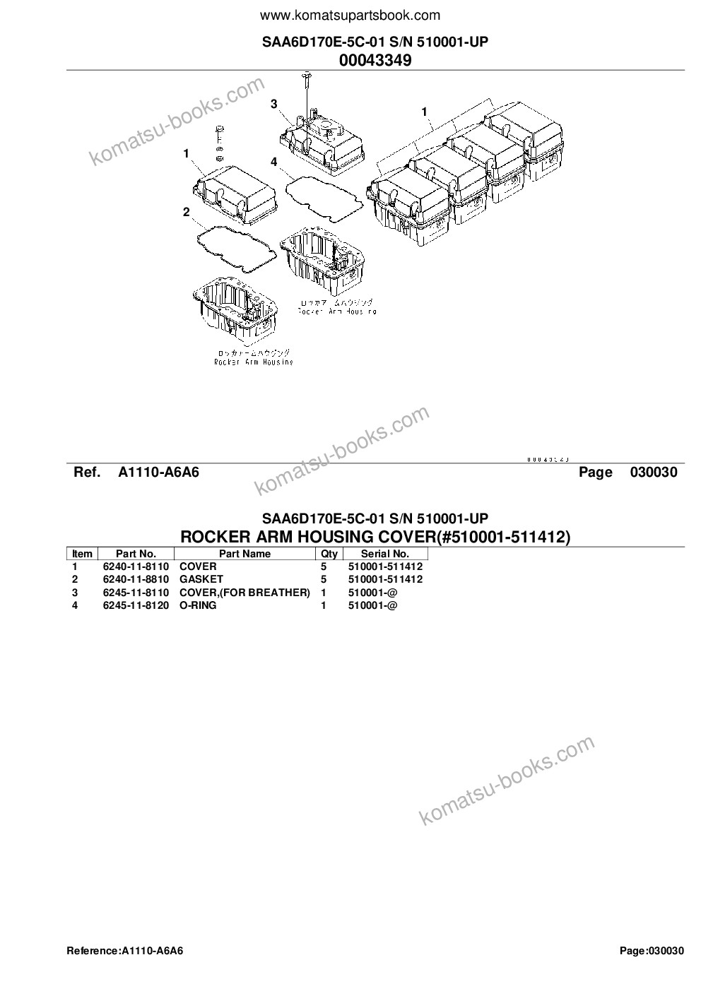 Komatsu saa6d170e-5c-01 s/n 510001-up Parts catalog cover Page 7 Komatsu saa6d170e-5c-01 s/n 510001-up Parts catalog cover Page 7