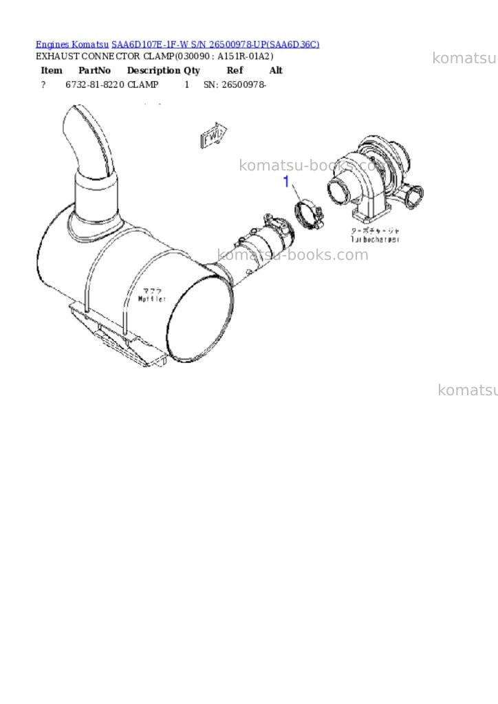 Komatsu saa6d107e-1f-w s/n 26500978-up Parts catalog cover Page 8