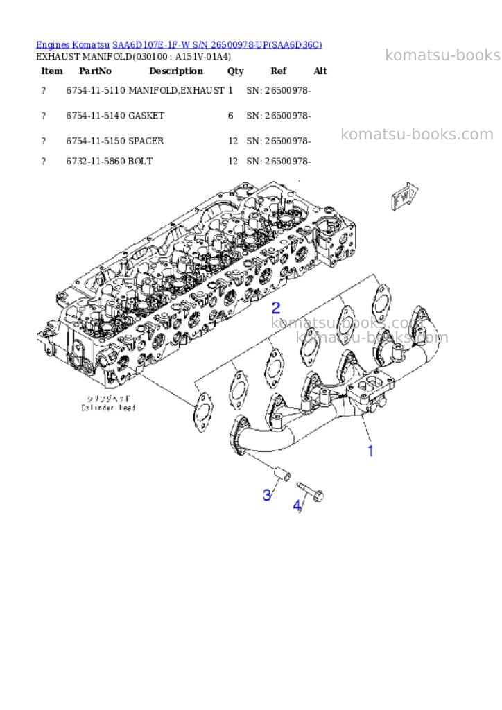 Komatsu saa6d107e-1f-w s/n 26500978-up Parts catalog cover Page 9