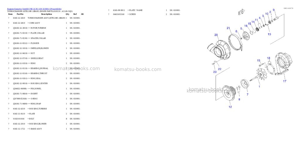 Komatsu saa6d170e-5c-r1 s/n 610001-up Parts catalog cover Page 10