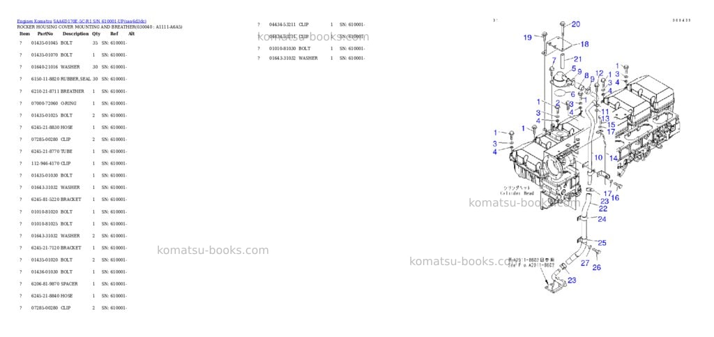 Komatsu saa6d170e-5c-r1 s/n 610001-up Parts catalog cover Page 3