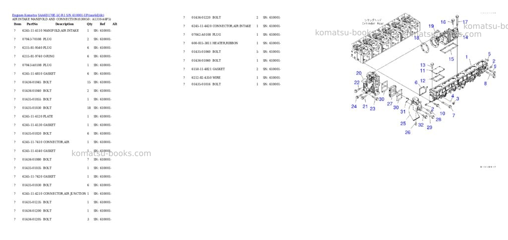 Komatsu saa6d170e-5c-r1 s/n 610001-up Parts catalog cover Page 4