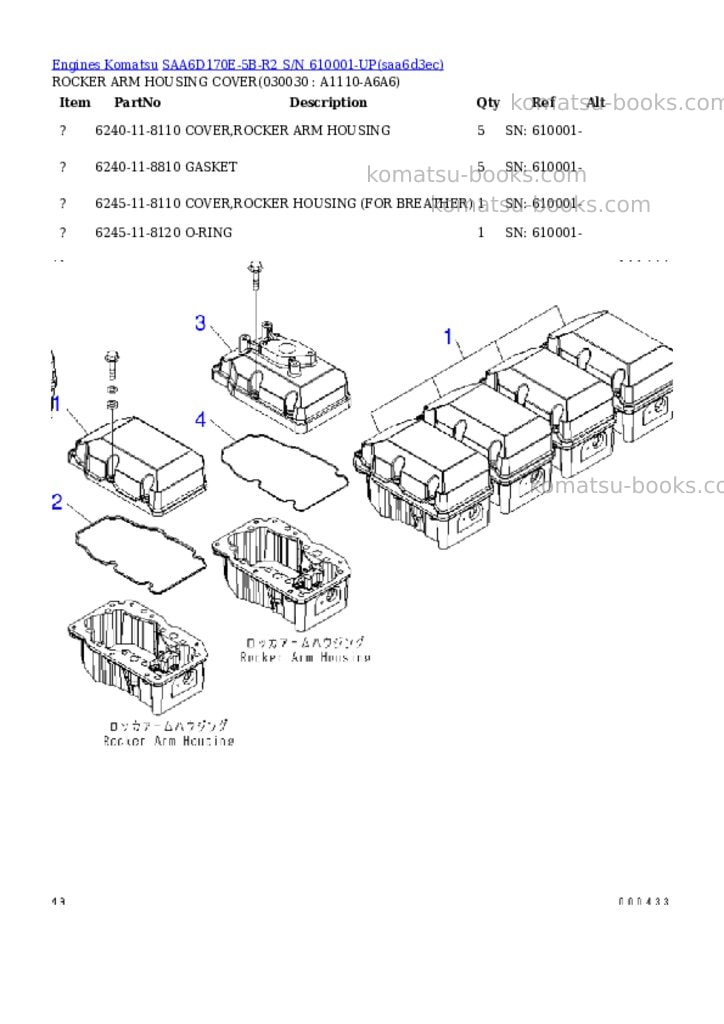 Komatsu saa6d170e-5b-r2 s/n 610001-up Parts catalog cover Page 2 Komatsu saa6d170e-5b-r2 s/n 610001-up Parts catalog cover Page 2