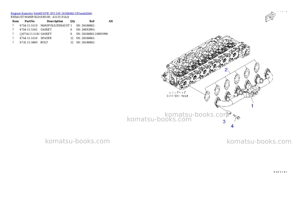 Komatsu SAA6D107E-1FG S/N 26584842-UP Parts catalog cover Page 9