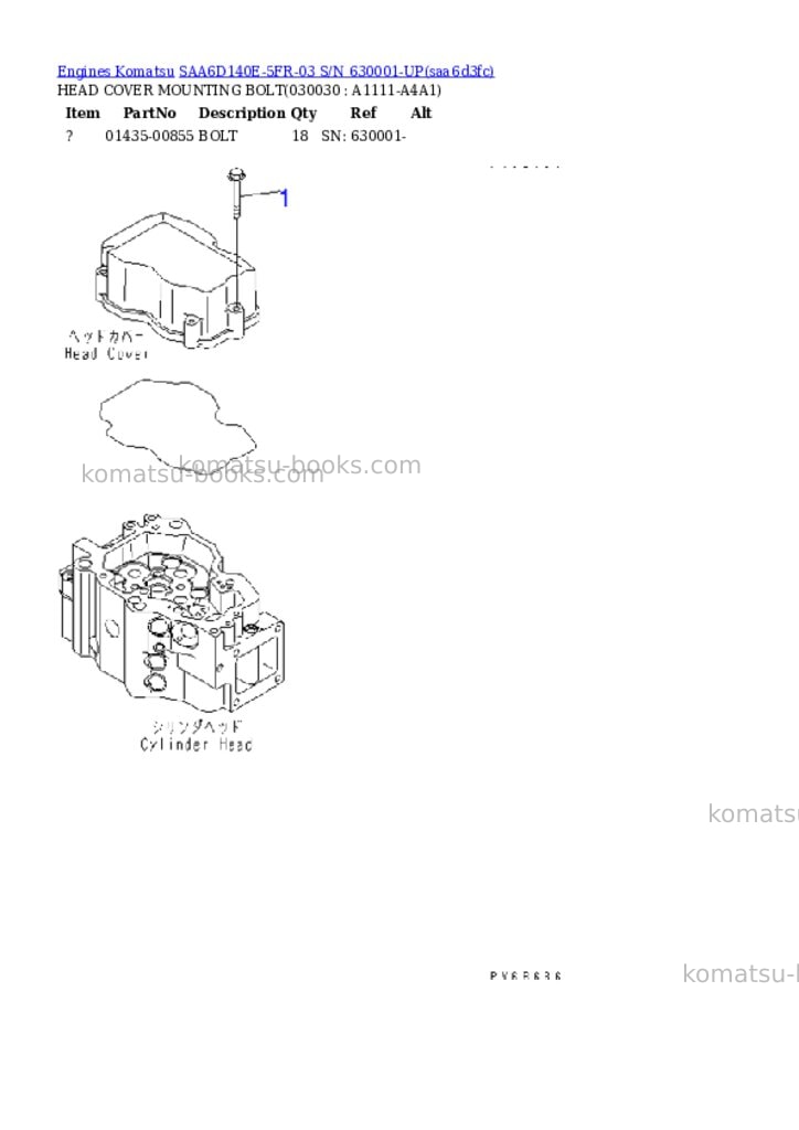 Komatsu saa6d140e-5fr-03 s/n 630001-up Parts catalog cover Page 2