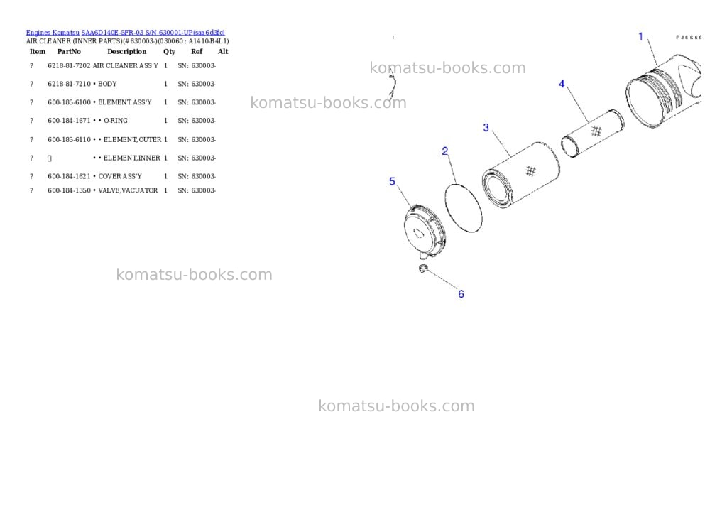 Komatsu saa6d140e-5fr-03 s/n 630001-up Parts catalog cover Page 5