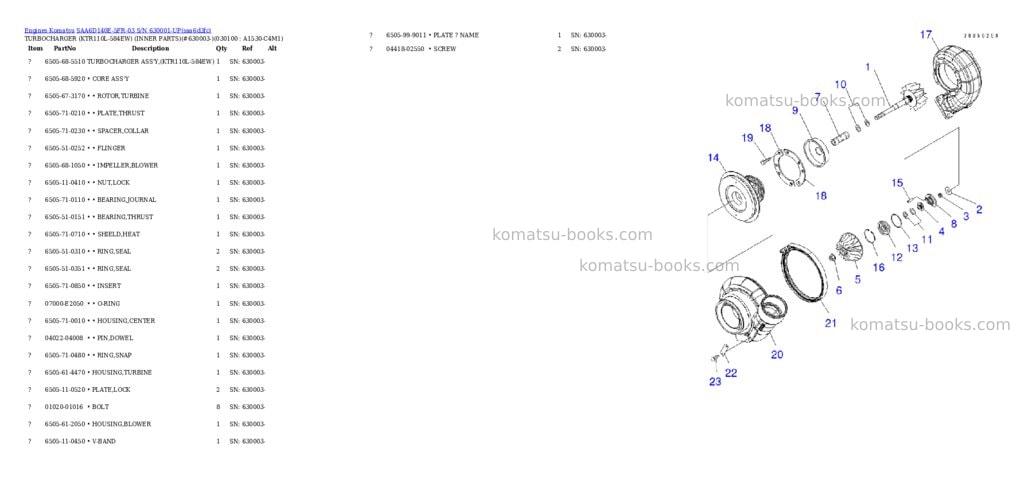 Komatsu saa6d140e-5fr-03 s/n 630001-up Parts catalog cover Page 9