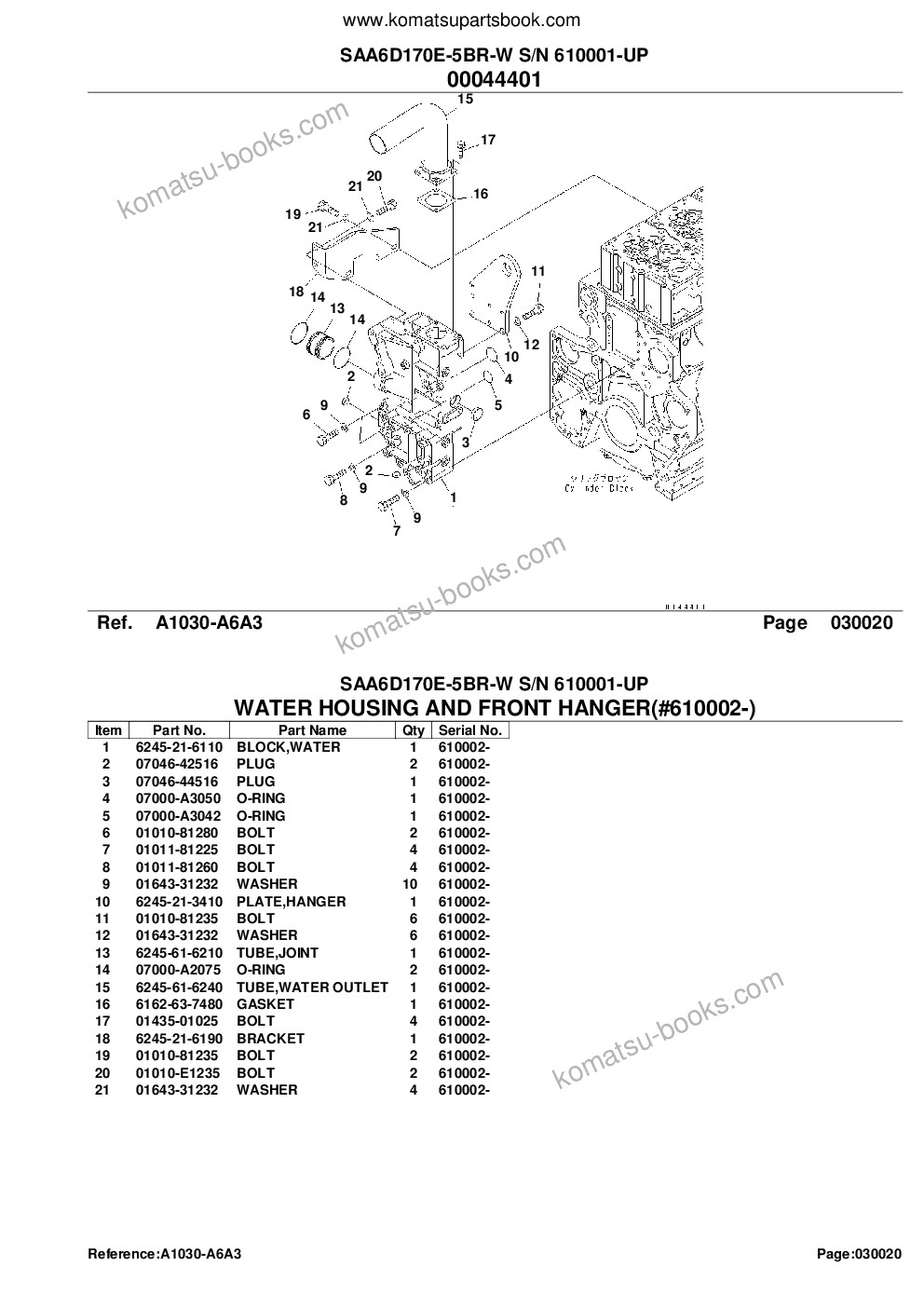 Komatsu saa6d170e-5br-w s/n 610001-up Parts catalog cover Page 6 Komatsu saa6d170e-5br-w s/n 610001-up Parts catalog cover Page 6