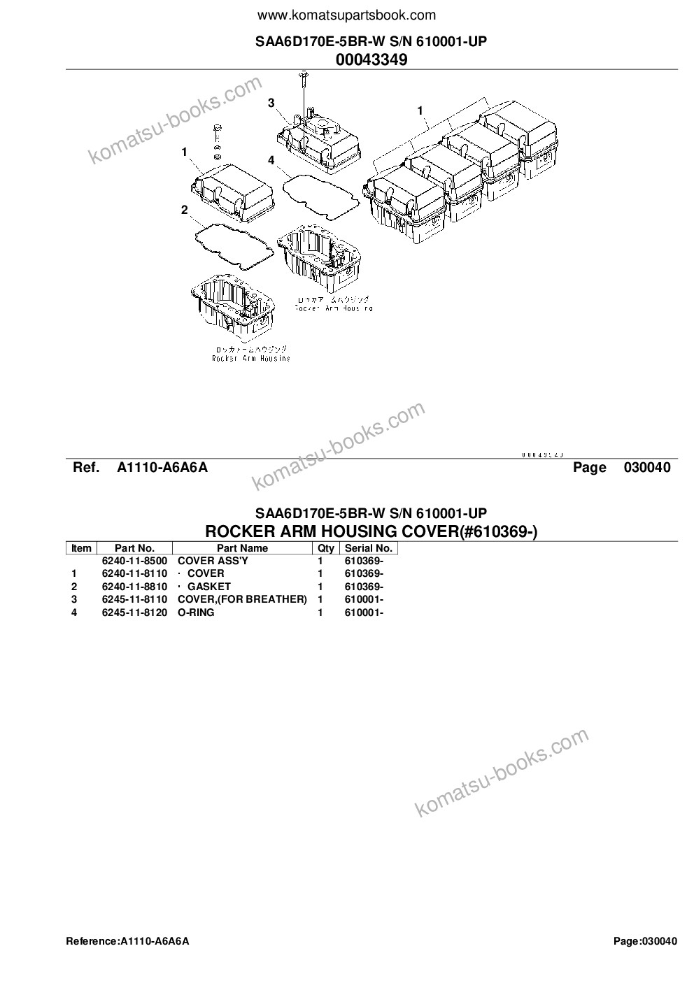 Komatsu saa6d170e-5br-w s/n 610001-up Parts catalog cover Page 8 Komatsu saa6d170e-5br-w s/n 610001-up Parts catalog cover Page 8