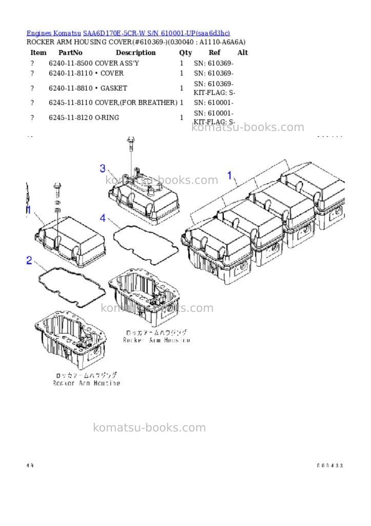 Komatsu saa6d170e-5cr-w s/n 610001-up Parts catalog cover Page 3 Komatsu saa6d170e-5cr-w s/n 610001-up Parts catalog cover Page 3