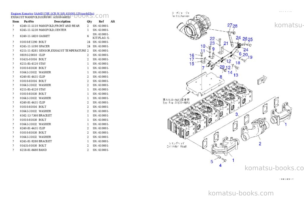 Komatsu saa6d170e-5cr-w s/n 610001-up Parts catalog cover Page 9 Komatsu saa6d170e-5cr-w s/n 610001-up Parts catalog cover Page 9